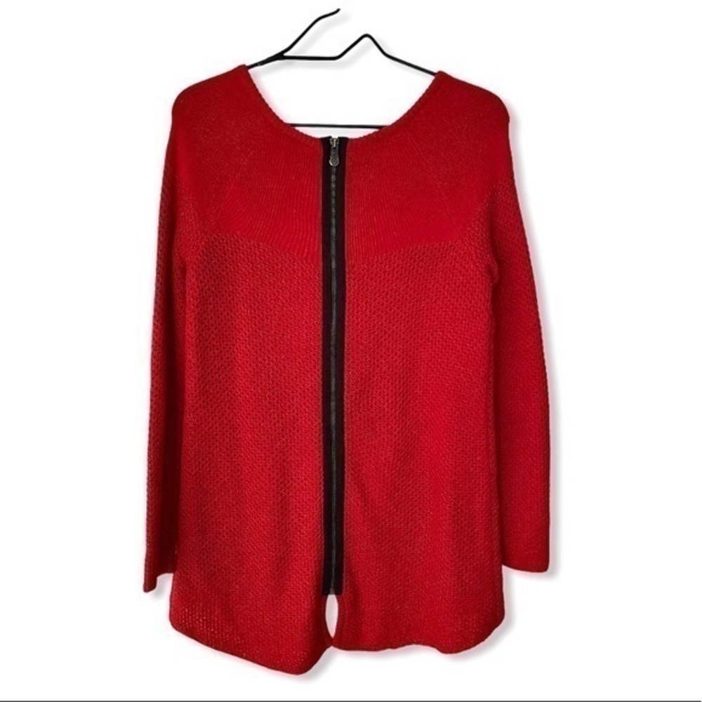 Nicole Miller Red Sweater With Exposed Zipper